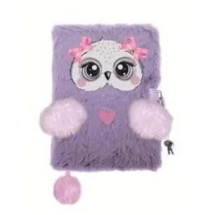 Pamiętnik z kłódką A5/96K 3D włochacz Violet owl - Szkolne artykuły papiernicze - miniaturka - grafika 1