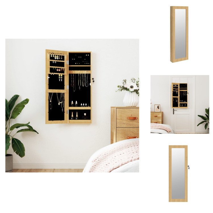 vidaXL Szafka na biżuterię z lustrem do montażu na ścianie 30x8,5x90 cm - Lustro
