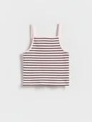 Koszulki dla dziewczynek - Reserved - Top w paski - pastelowy róż - miniaturka - grafika 1
