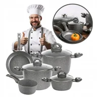 Zestawy garnków i patelni - Zestaw garnków głęboka patelnia rondel Valdinox Rock 8 el. indukcja i gaz - miniaturka - grafika 1