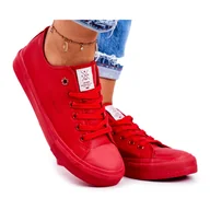 Trampki damskie - Damskie Trampki Cross Jeans Czerwone DD2R4032 - ButyModne - miniaturka - grafika 1