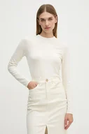 Bluzki damskie - Calvin Klein longsleeve damski kolor beżowy K20K207745 - miniaturka - grafika 1