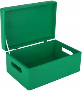 Drewniane pudełko skrzynka z wiekiem i uchwytami, 30x20x14 cm, zielone, do decoupage dokumentów zabawek narzędzi - Pudełka i szkatułki - miniaturka - grafika 1