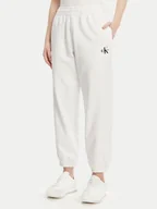 Spodnie sportowe damskie - Calvin Klein Jeans Spodnie dresowe Monologo LV047B235G Biały Regular Fit - miniaturka - grafika 1