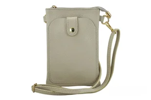 Torebka skórzana / etui na telefon - Beżowe jasne - Etui i futerały do telefonów - miniaturka - grafika 1