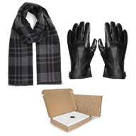 Apaszki i szaliki męskie - ZESTAW PREZENTOWY dla Mężczyzny - Rękawiczki skórzane + Szalik Cashmere + eleganckie Pudełko - miniaturka - grafika 1