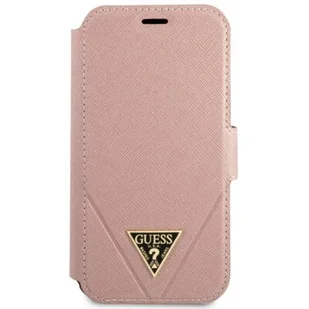 Guess GUFLBKP12SVSATMLPI iPhone 12 mini 5,4" różowy/pink book Saffiano - Etui i futerały do telefonów - miniaturka - grafika 1