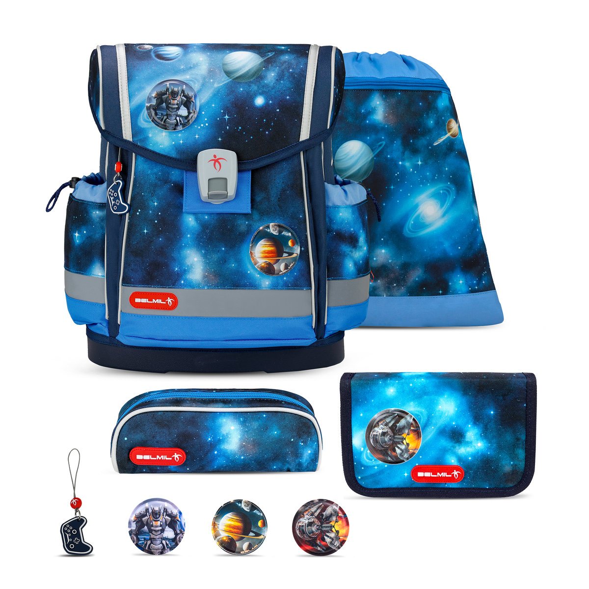 Zestaw tornistra szkolnego Belmil Classy Plus Galaxy Light, 4-częściowy