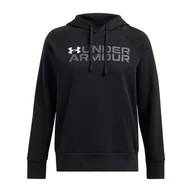 Bluzy damskie - Damska Bluza UNDER ARMOUR RIVAL FLEECE WORDMARK HOODIE 1386512-001 – Czarny - miniaturka - grafika 1
