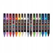 Kredki, ołówki, pastele i pisaki - Markery Posca ZESTAW mazaków UNI POSCA 5M - 16 szt pisaków w Etui - miniaturka - grafika 1