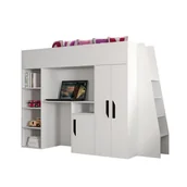 Łóżka dla dzieci i młodzieży - Abiks Łóżko piętrowe Antresola PARTY 15 biały + biały + czarny - miniaturka - grafika 1