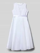 Sukienki i spódniczki dla dziewczynek - Sukienka o kroju regular fit z kwiatowym haftem - miniaturka - grafika 1