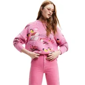 Swetry damskie - Sweter damski Desigual Pink Panther z dodatkiem wełny różowy-M - DESIGUAL - miniaturka - grafika 1