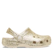 Buty dla dziewczynek - Klapki Crocs Classic Chunky Glitter Clog K 211939 Beżowy - miniaturka - grafika 1