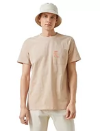 Koszulki męskie - Koton Męski T-shirt z nadrukiem, beżowy (050), S - miniaturka - grafika 1