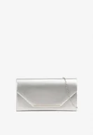 Torebki damskie - Srebrna Torebka Kopertówka Ozdobiona Odczepianym Łańcuszkiem Tinrinna - miniaturka - grafika 1