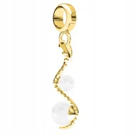 Bransoletki - Charms Złoty z Wężem Białymi Perłami Gad Wąż Białe Perły SREBRO 925 - miniaturka - grafika 1