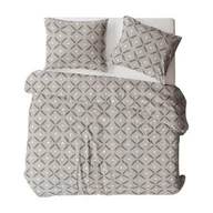 Pościel - Karo Pościel flanelowa 140x200 1820N beżowa brązowa geometria Flanela Komfort - miniaturka - grafika 1