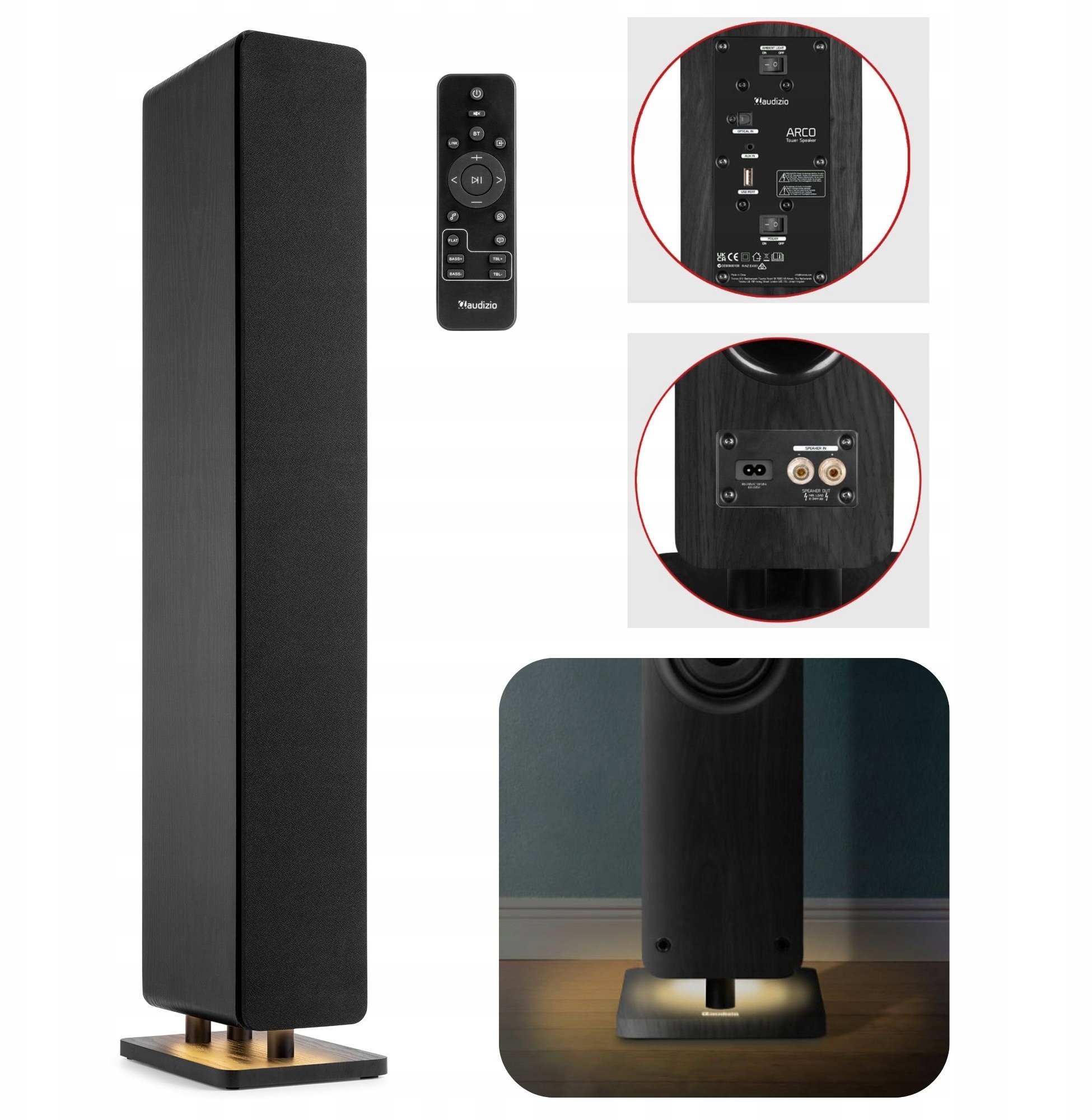 Audizio Kolumna podłogowa aktywna 160 W ARCO czarna one size