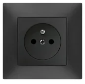 Gniazdka elektryczne - Czarne gniazdo pojedyncze z uziemieniem w ramce CARLA 1733-09 ELEKTRO-PLAST - miniaturka - grafika 1