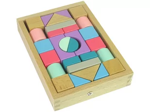 Import LEANToys Drewniane Klocki Pastelowe Kolory 28 Elementów Zamek Budowle LT-10160-0 - Klocki - miniaturka - grafika 1