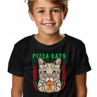 Koszulki męskie - Koszulka Dziecięca Czarna PIZZA CATS Rozmiar -140 cm Wiele Różnych Wzorów - miniaturka - grafika 1