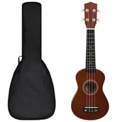 Inne instrumenty muzyczne - vidaXL Ukulele sopranowe z pokrowcem dla dzieci ciemne drewno 21 70145 - miniaturka - grafika 1