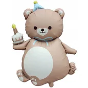 Balony i akcesoria - BALON FOLIOWY MIŚ Z TORTEM NIEDŹWIADEK 66X98CM - miniaturka - grafika 1