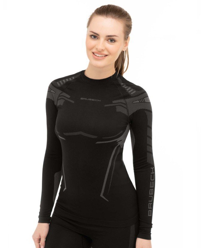 Damska Koszulka Termoaktywna Brubeck Dry - Czarny/Grafitowy M