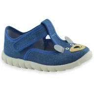 Buty dla chłopców - Dziecięce kapcie do żłobka na rzep Befado 627P003 Flexi Niebieskie - miniaturka - grafika 1