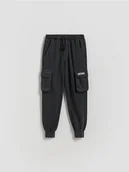 Spodnie i spodenki dla chłopców - Reserved - Bawełniane joggery cargo - ciemnoszary - miniaturka - grafika 1