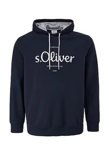 s.Oliver Bluza męska z nadrukiem logo, niebieski, XXL - Bluzy męskie - miniaturka - grafika 1