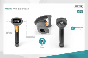 Digitus Czytnik kodów kreskowych, przewodowy USB-RJ45 2m, 1D i 2D, zgodny z kodami QR Stojak w zestawie - Dodatki do drukarek i skanerów - miniaturka - grafika 6