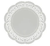 Dekoracje i nakrycia stołu na imprezę - Serwetka dekoracyjna, okrągła, srebrna, 36 cm, 4 sztuki - miniaturka - grafika 1