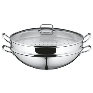WMF Macao wok 2-częściowy, bez powłoki,  36 cm, krawędź Party ułatwiająca wylewanie, uchwyt ze stali nierdzewnej Cromargan, do płyty indukcyjnej i mycia w zmywarce 0792566040 - Woki - miniaturka - grafika 1