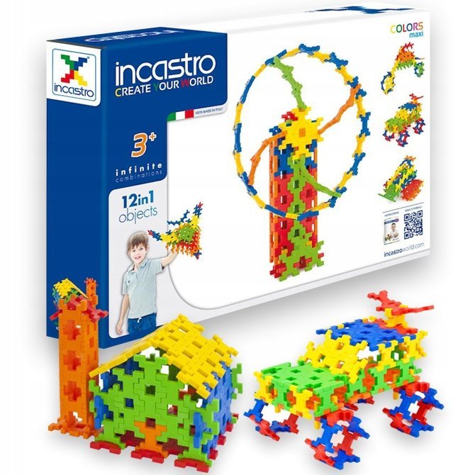 Klocki konstrukcyjne Incastro Colors Maxi 100 el. kreatywna zabawa 5+