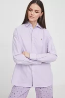 Koszule damskie - Polo Ralph Lauren koszula bawełniana damska kolor fioletowy relaxed z kołnierzykiem klasycznym - miniaturka - grafika 1