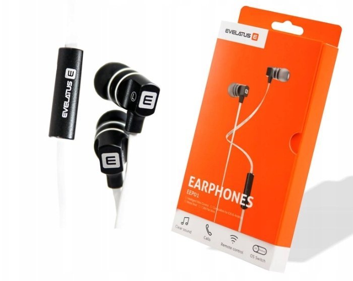 Evelatus Przewodowe Hands Free EEP01 with mic Black 43434