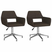 Krzesła - vidaXL Obrotowe krzesła stołowe, 2 szt., ciemnobrązowe, tkanina - miniaturka - grafika 1