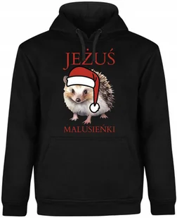 BLUZA MĘSKA CZARNA ŚWIĄTECZNA NA PREZENT ŚWIĘTA JEŻ Z NADRUKIEM R-L  MODEL  A473 - Bluzy męskie - miniaturka - grafika 1