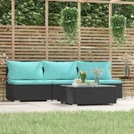 Sofy ogrodowe - Lumarko 4-cz. zestaw mebli ogrodowych z poduszkami, czarny rattan PE - miniaturka - grafika 1