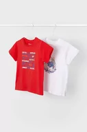 Koszulki dla chłopców - Mayoral t-shirt bawełniany dziecięcy 2-pack kolor czerwony z nadrukiem - miniaturka - grafika 1