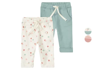 lupilu® Spodnie niemowlęce dla dziewczynki z bawełny organicznej, 2 pary - Spodenki dla niemowląt - miniaturka - grafika 1