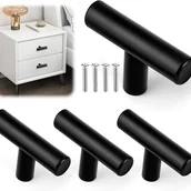 Zawiasy, okucia i inne akcesoria - Uchwyty meblowe, klamki do drzwi i uchwyty do szuflad ze stali nierdzewnej (ze śrubami), 4 szt./zestaw (czarne, jeden otwór) - miniaturka - grafika 1