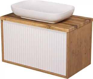 Szafka łazienkowa wisząca z umywalką dąb naturalny/biały mat 80 cm Venus Gante - Szafki łazienkowe - miniaturka - grafika 1