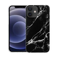 Etui i futerały do telefonów - Crong Marble Case - Etui iPhone 12 / iPhone 12 Pro (czarny) - miniaturka - grafika 1