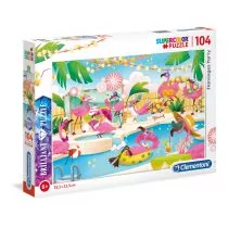 Clementoni Puzzle Brilliant 104 elementy - Impreza Flamingów - Puzzle - miniaturka - grafika 1