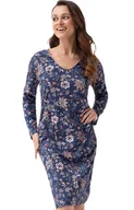 Piżamy damskie - Damska koszula nocna granatowa 275, Kolor granatowy-wzór, Rozmiar M, Luna - Primodo.com - miniaturka - grafika 1
