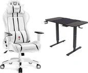 Fotele gamingowe - Fotel Diablo Chairs X-One 2.0 Normal biały + EGON 1100 Orzechowe 110 cmx60 cm - miniaturka - grafika 1