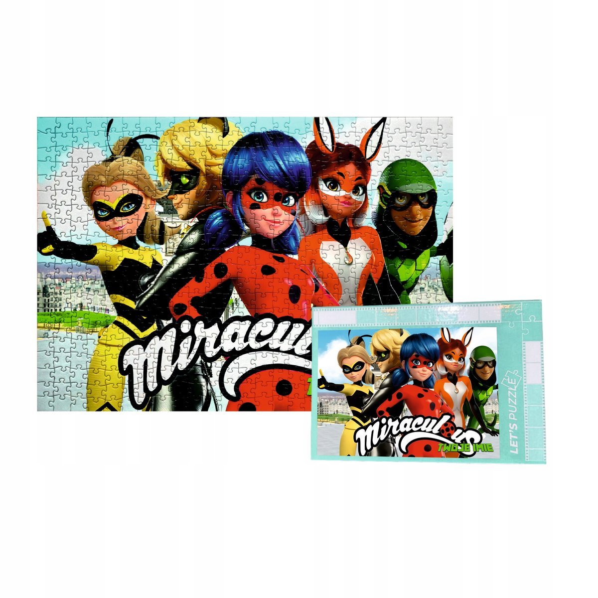 Personalizowane Puzzle Biedronka i czarny kot Ladybug 500 el. - różne wzory